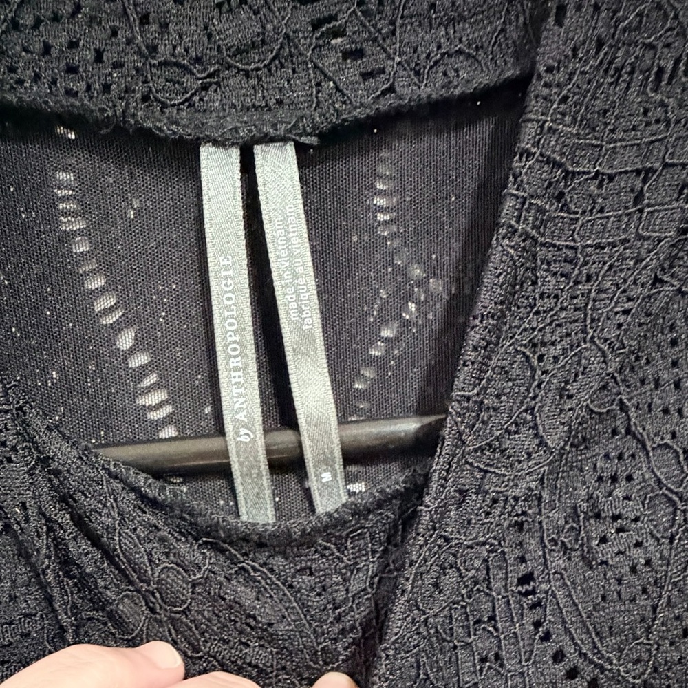 Anthropologie Black Lace Detail Top - Picture 5 of 5